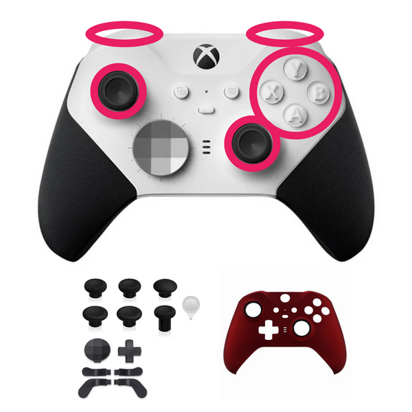 Reparación Elite Series 2 – Sticks TMR + Bumpers + Kit 13 en 1 + Case Frontal + cliky