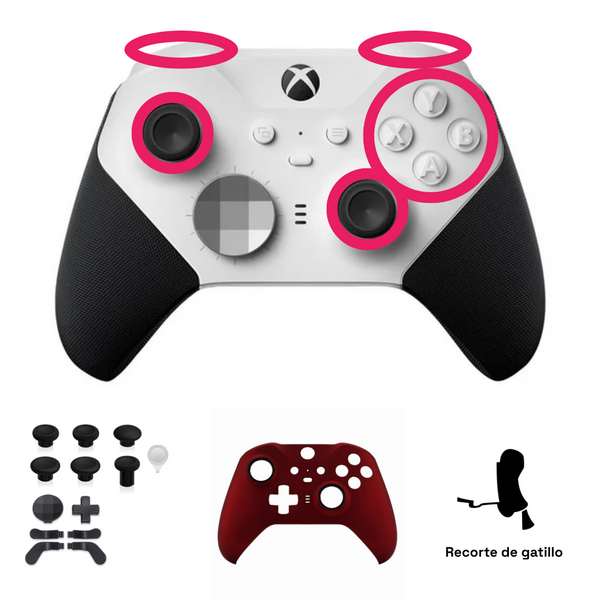 Reparación Elite Series 2 – Sticks TMR + Bumpers + Kit 13 en 1 + Case Frontal + cliky + Cliky gatillos