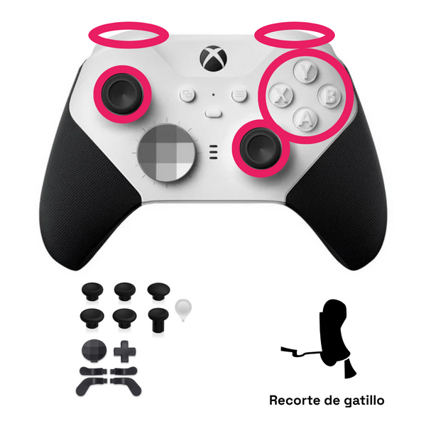 Reparación Elite Series 2 – Sticks TMR + Bumpers + Kit 13 en 1 + cliky + Cliky gatillos