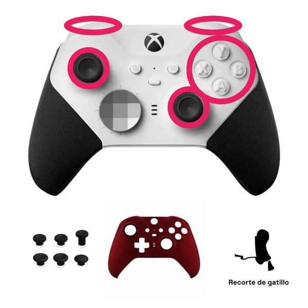 Reparación Elite Series 2 – Sticks TMR + Bumpers + Kit 6 en 1 + Case Frontal + cliky + Cliky gatillos