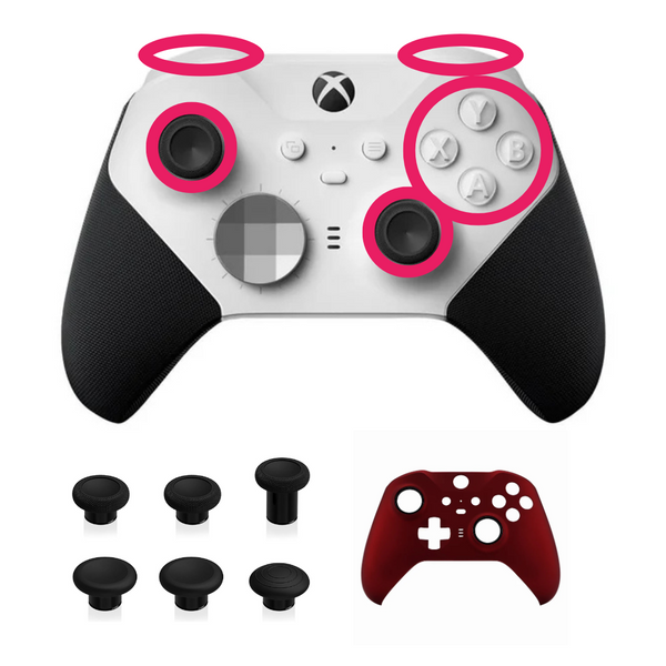 Reparación Elite Series 2 – Sticks TMR + Bumpers + Kit 6 en 1 + Case Frontal + cliky